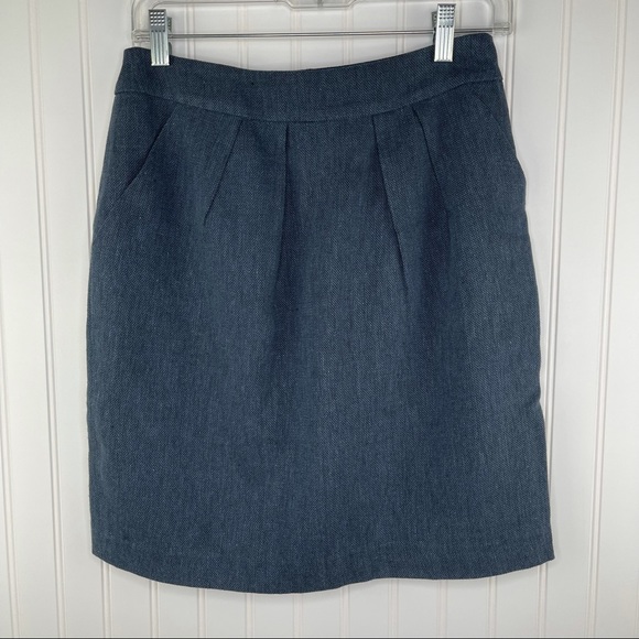 Anthropologie Tabitha Linen Blend Pleated Skirt Blue 4 - Picture 1 of 5